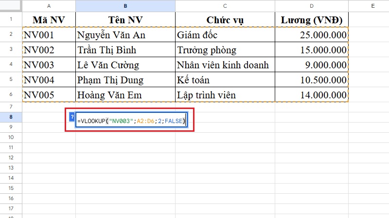 Kết quả trả về sau khi nhấn Enter Kết quả trả về sau khi nhấn Enter