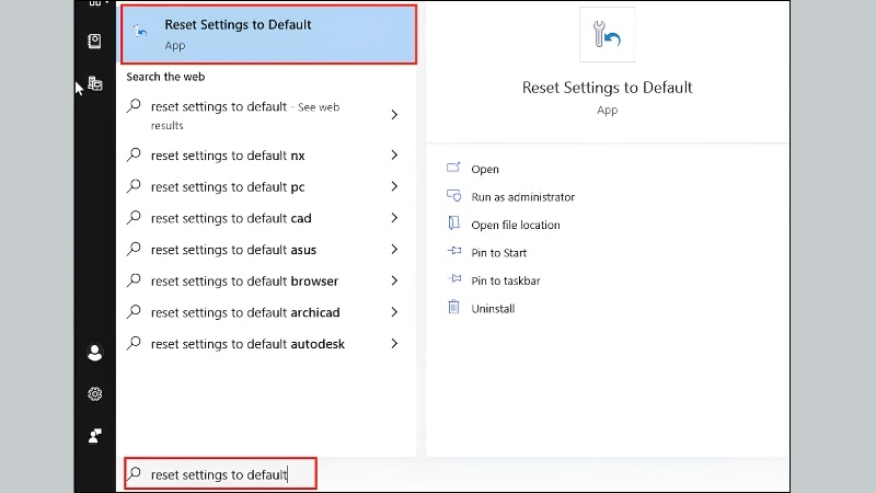 Dùng công cụ "Reset Settings To Default" của Windows bước 1 Dùng công cụ "Reset Settings To Default" của Windows bước 1