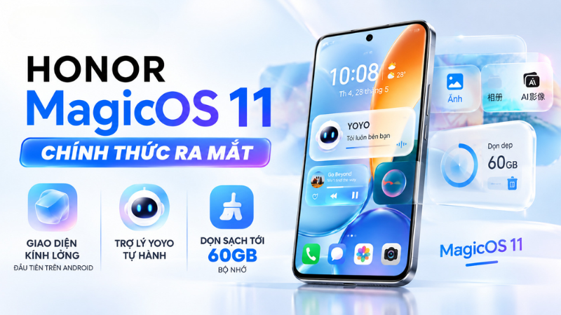 HONOR MagicOS 11 Chính Thức Ra Mắt: Giao Diện Kính Lỏng Đầu Tiên Trên Android, Trợ Lý YOYO Tự Hành, Dọn Sạch Tới 60GB Bộ Nhớ