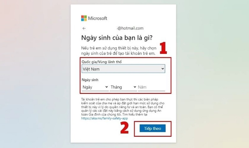 Thiết lập Quốc gia/Vùng lãnh thổ