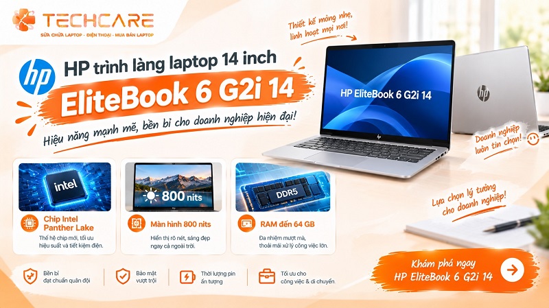 HP trình làng laptop 14 inch EliteBook 6 G2i 14: Chip Intel Panther Lake, màn 800 nits, RAM đến 64 GB