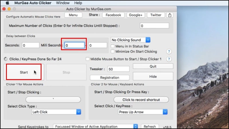 Tiến hành thiết lập tốc độ Auto Click chuột
