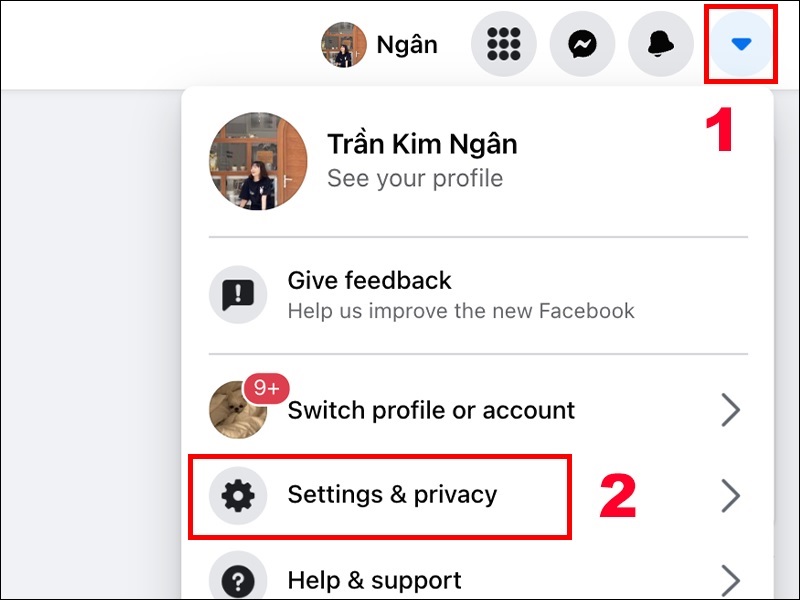 Chọn vào mục Settings & privacy