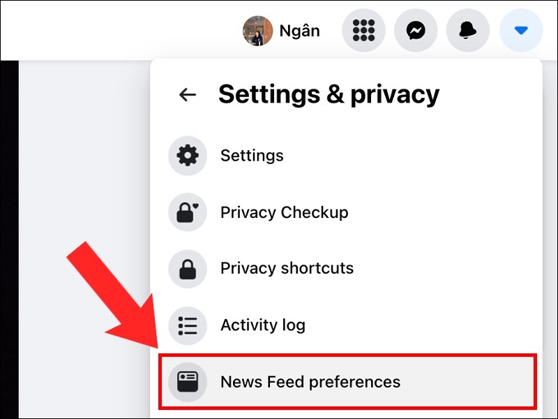 Chọn vào mục News Feed preferences