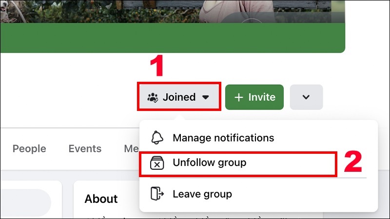 Chọn Unfollow group