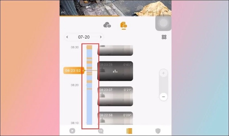 Sử dụng ngón tay để trượt thanh timeline