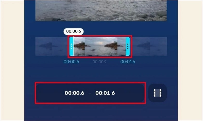 Kéo thanh đầu và thanh cuối để tùy chỉnh đoạn video