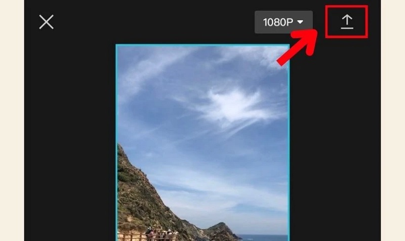Bấm vào mũi tên góc trên bên phải điện thoại