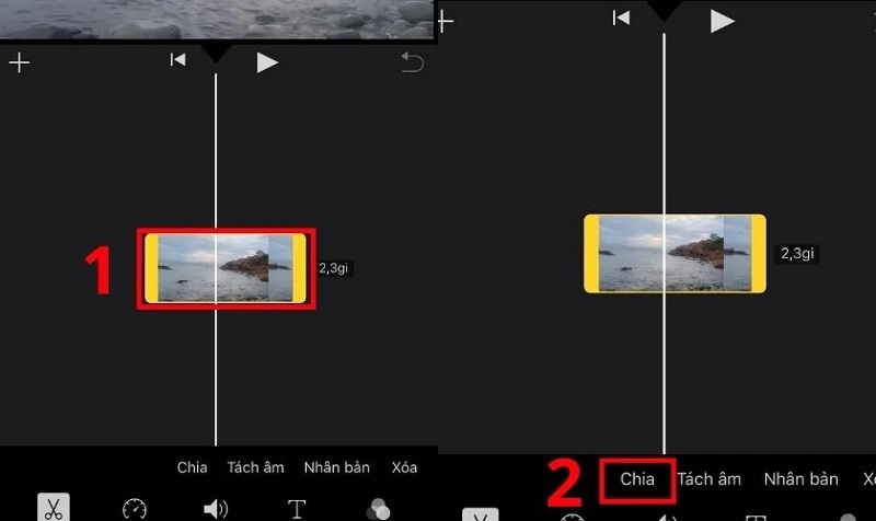 Nhấn vào mục Chia