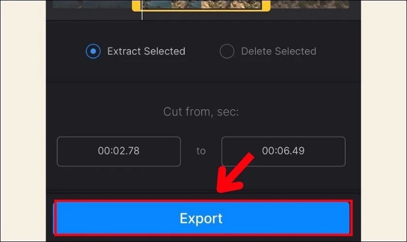 Xuất video bằng nút Export