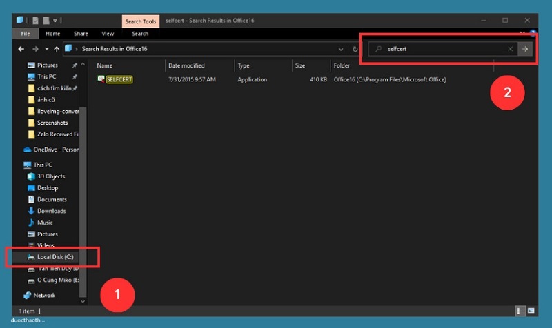 Chọn mở file SELFCERT.EXE