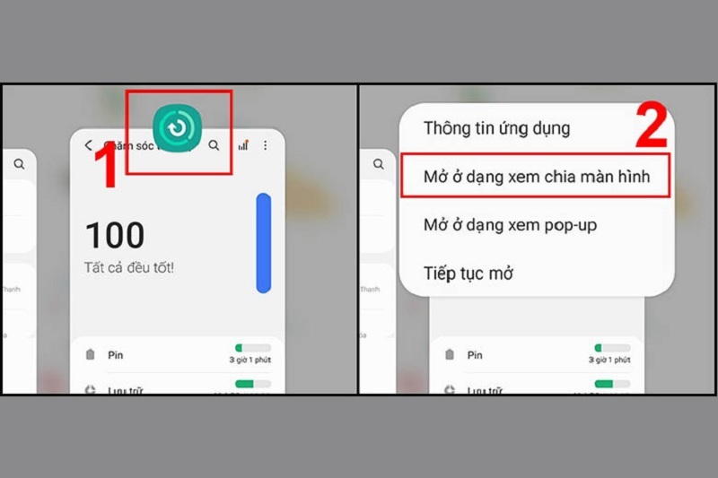 Chọn Mở ở dạng xem chia màn hình để tiếp tục
