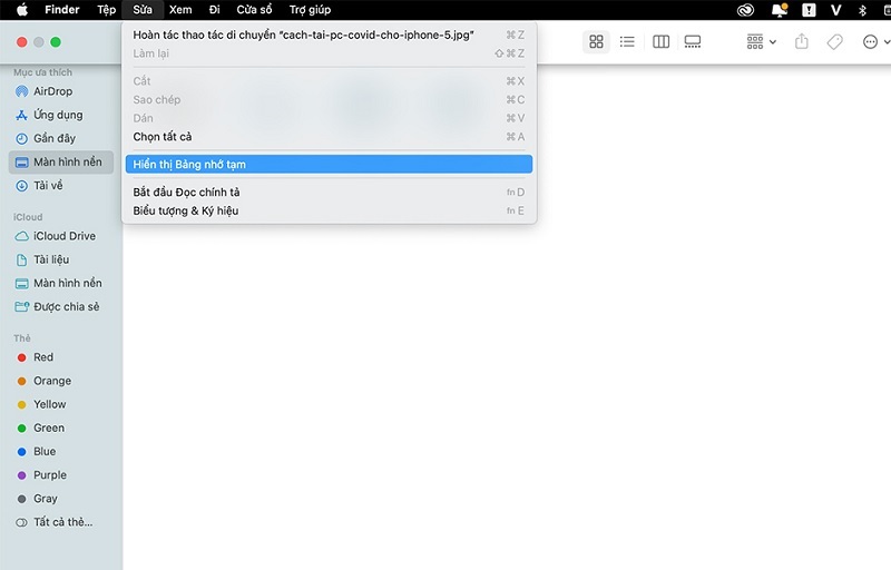Cách cap màn hình Macbook và lưu vào bộ nhớ tạm Clipboard
