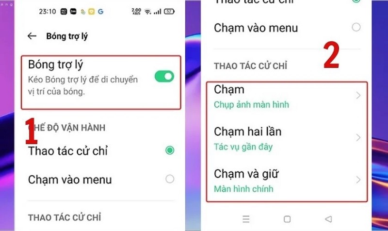 Tùy chỉnh lại Thao tác cử chỉ