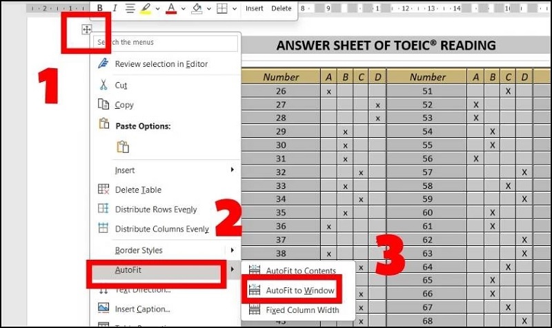 Chọn AutoFit Window