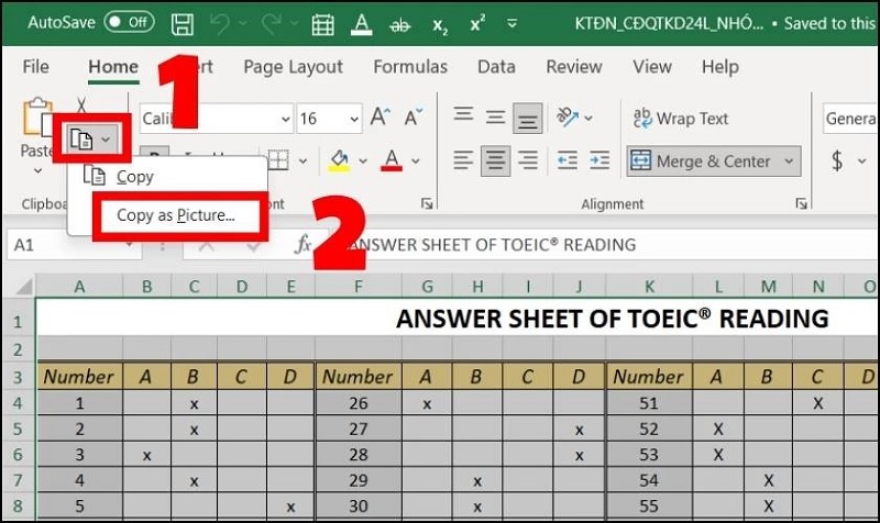 Chọn vào mục Copy as Picture
