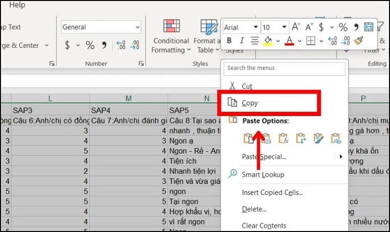 Click chuột phải và nhấn vào mục Copy