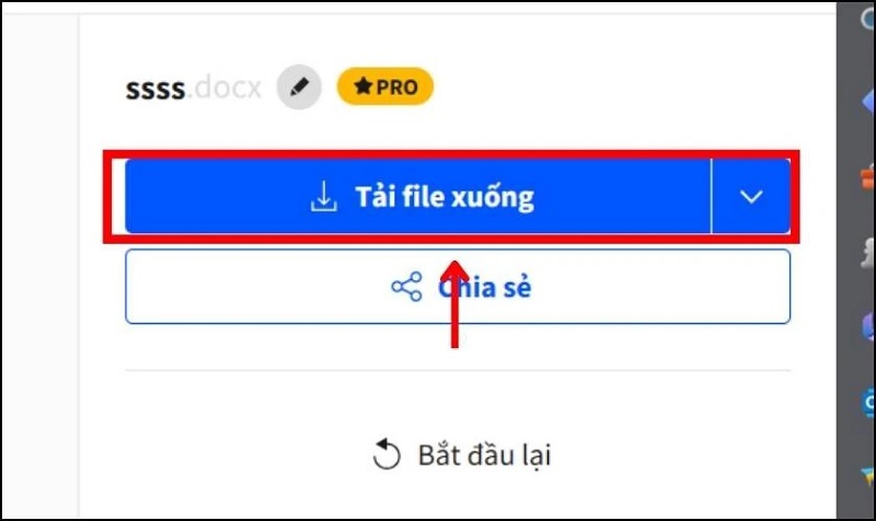 Nhấn vào nút Tải file xuống