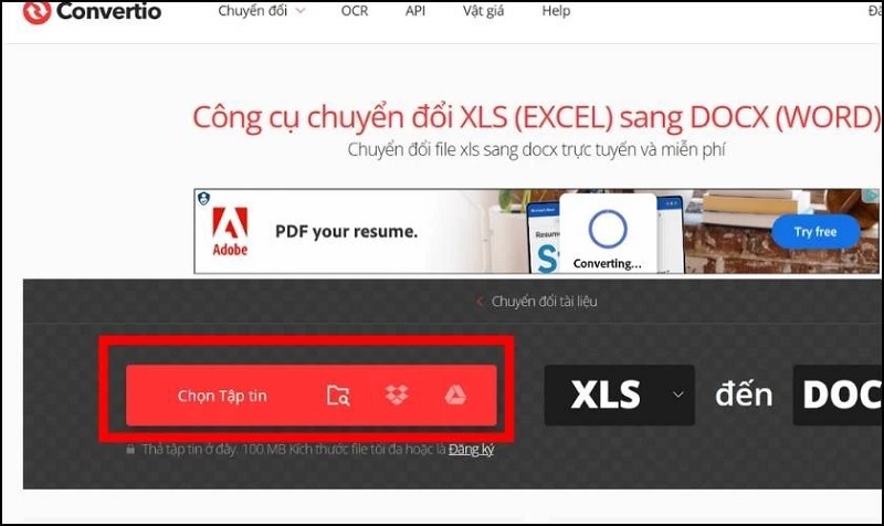 Chọn vào mục Chọn tập tin
