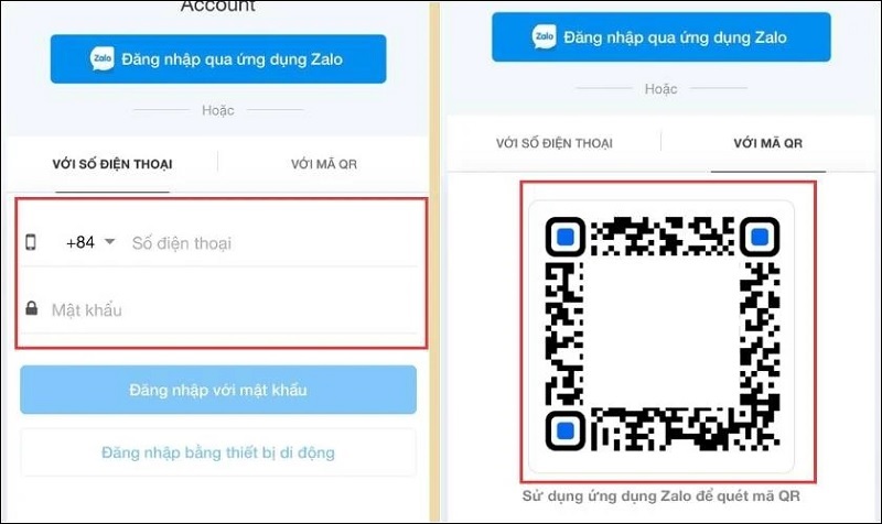 Nhập số điện thoại và mật khẩu vào