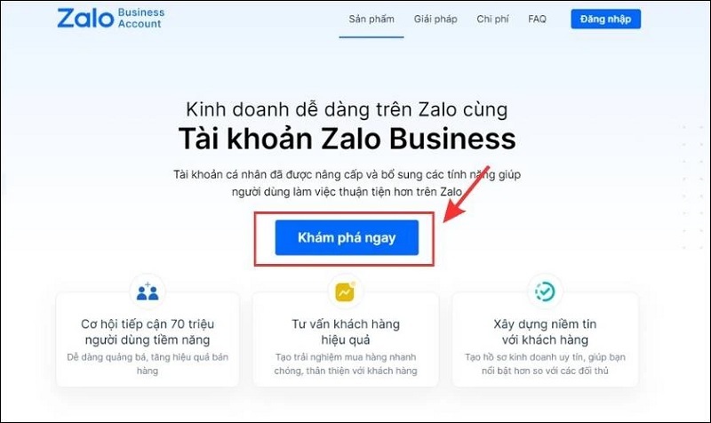 Chọn vào mục Khám phá ngay