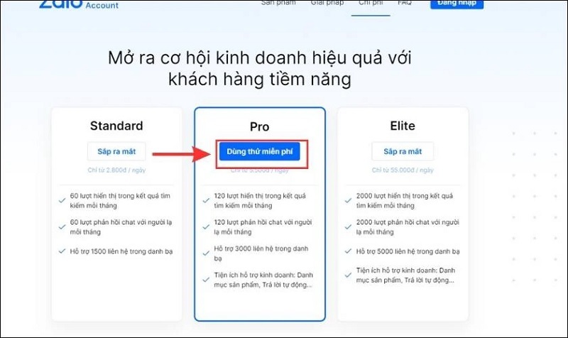 Chọn Dùng thử miễn phí