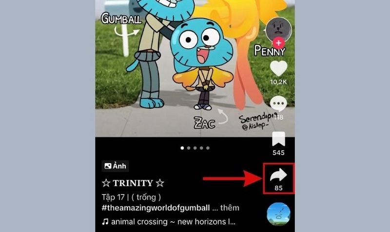 Chọn vào biểu tượng Chia sẻ