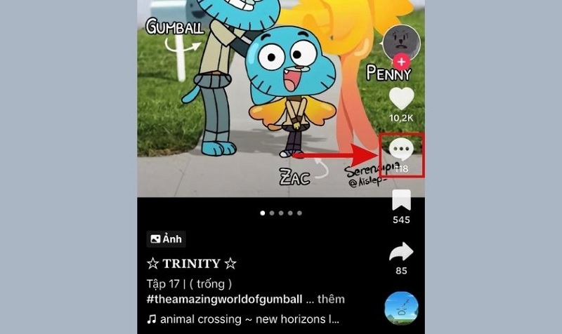 Chọn vào biểu tượng bình luận