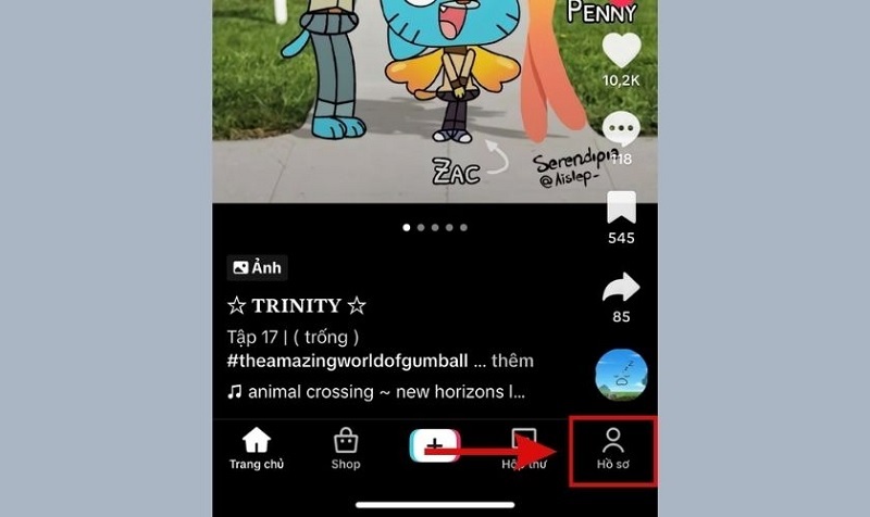 Chọn vào Hồ sơ