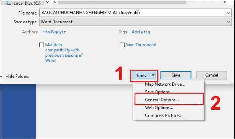 Chọn vào mục General Options