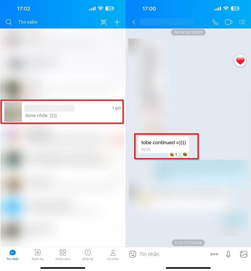 Tìm kiếm và nhấn giữ vào tin nhắn mà bạn dịch