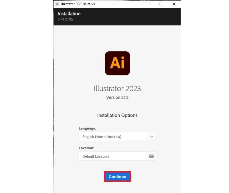 Tải Adobe Illustrator Miễn Phí FullCrack và Hướng dẫn Cài Đặt Nhanh Gọn Nhấn vào nút Continue