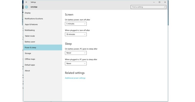 Chọn Power & sleep