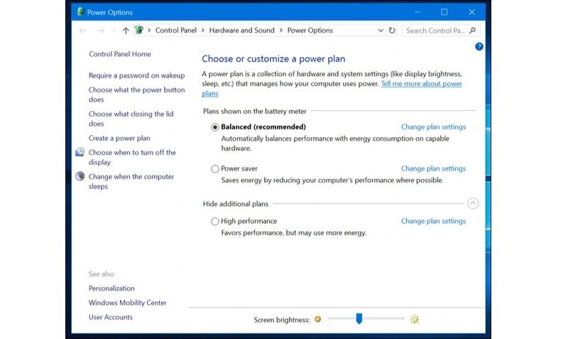 Chọn vào nút Change plan settings