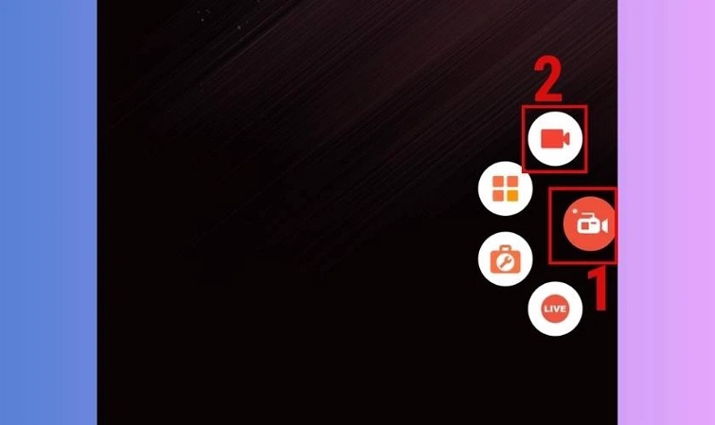 Chọn vào biểu tượng máy quay