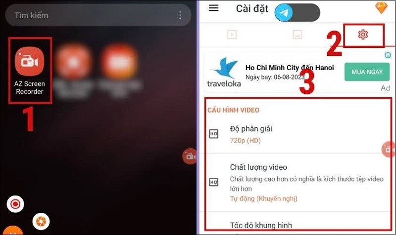Chọn biểu tượng Cài đặt