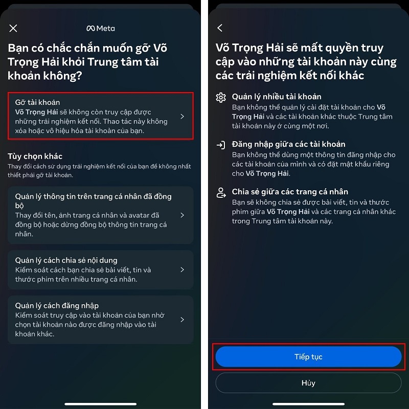 Nhấn vào nút Tiếp tục