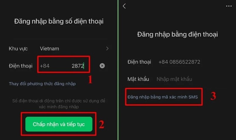 Chọn vào mục Đăng nhập