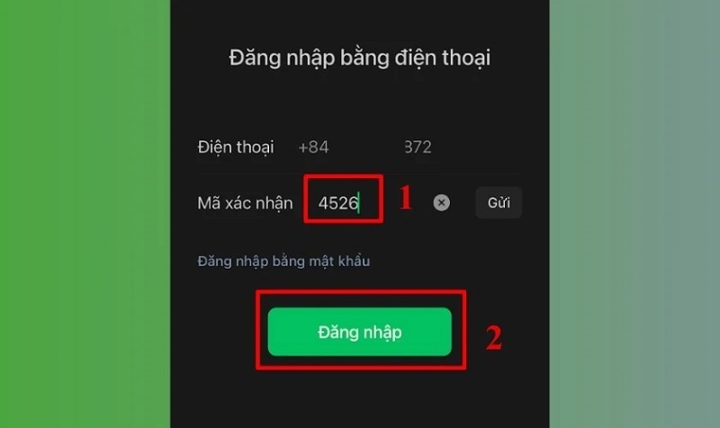 Nhấn Đăng nhập