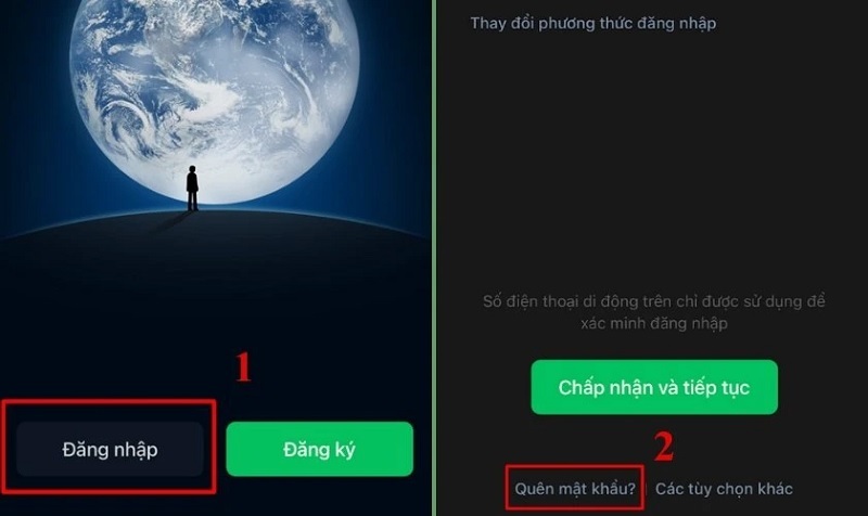 Chọn Quên mật khẩu