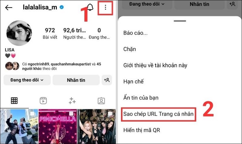 Cách lấy link instagram của người khác