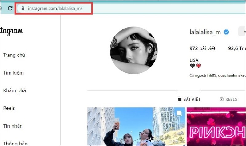 Cách sao chép link instagram của mình và của người khác trên máy tính