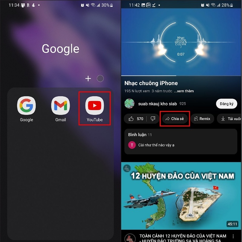 Nhấn vào biểu tượng Chia sẻ