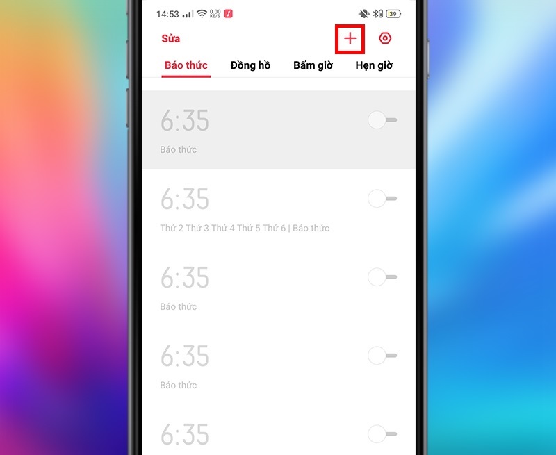 Nhấn vào biểu tượng dấu +