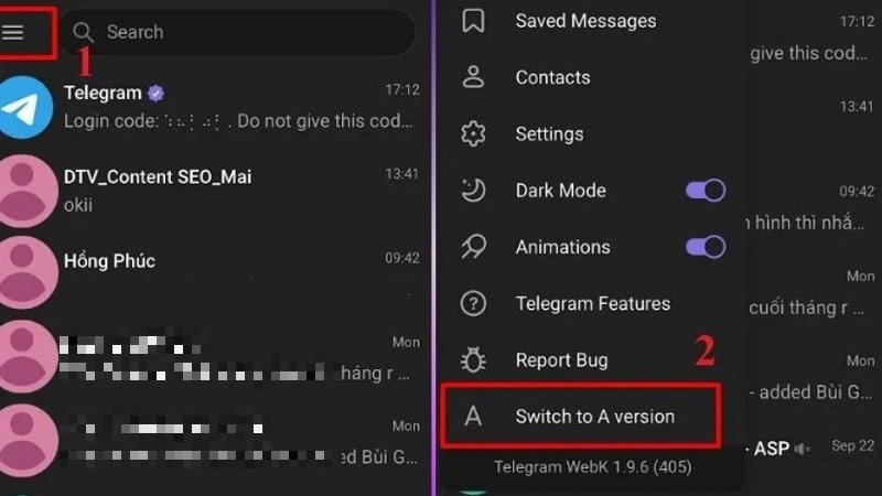 Nhấn vào tùy chọn Switch to A Version