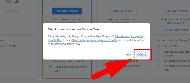 Nhấn vào nút Đồng ý