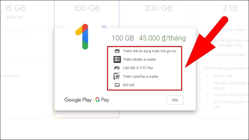 Chọn phương thức thanh toán