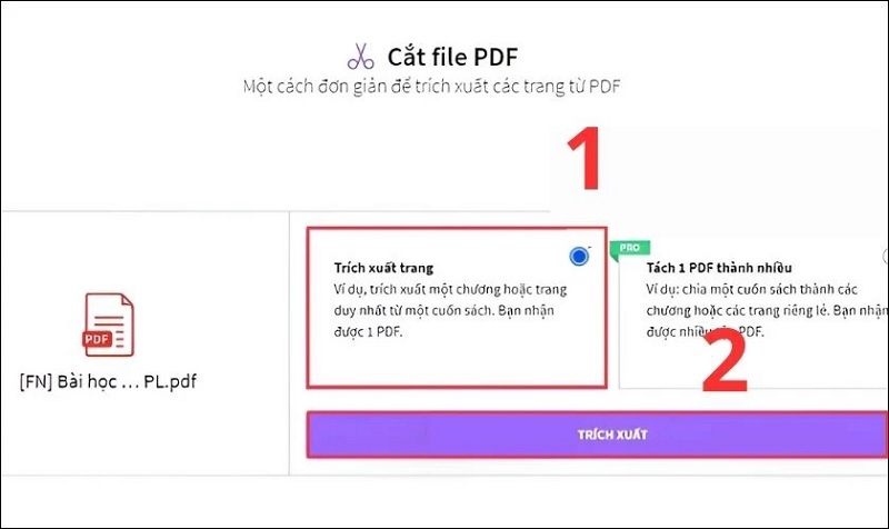Nhấn vào nút Trích xuất