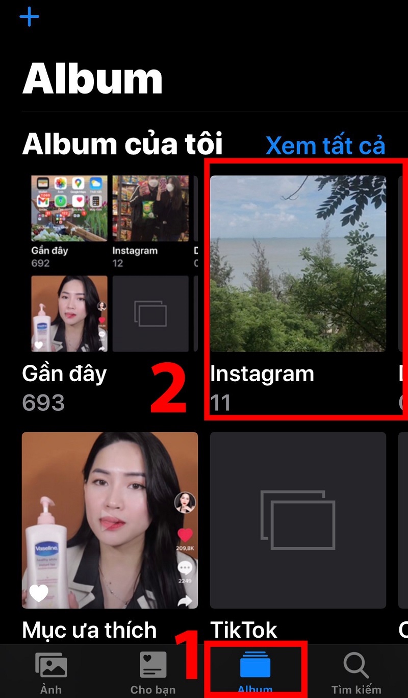 Chọn vào mục Album