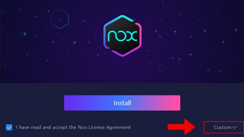 Nhấn vào mục Custom